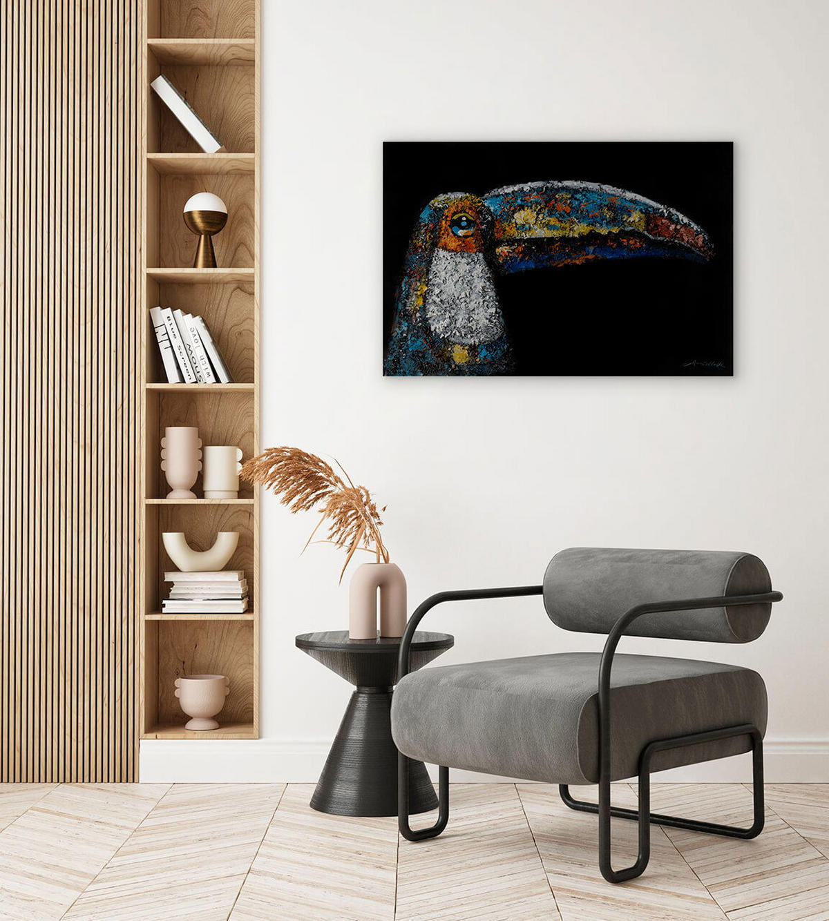 ACRYLBILD HANDGEMALT 90/60 cm - Multicolor/Schwarz, Holz/Textil (1.3/60cm) - KUNSTLOFT