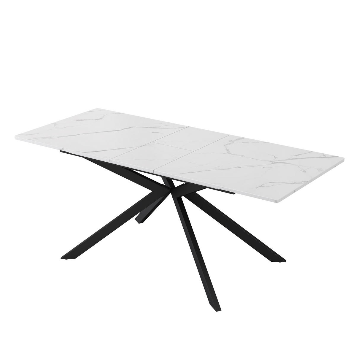 ESSTISCH Erweiterbar Marmor Schwarz Weiss 150-180x70x76cm - Weiß, Holzwerkstoff (180/70/76cm) - FLIEKS