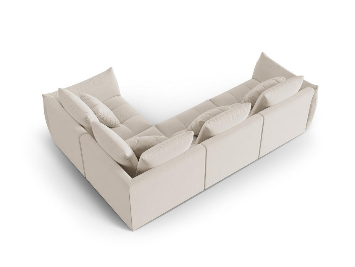 ECKSOFA modular rechts Bloom aus Samt ecru 3 Sitzplätze - Ecru, Textil (216/316cm) - Micadoni