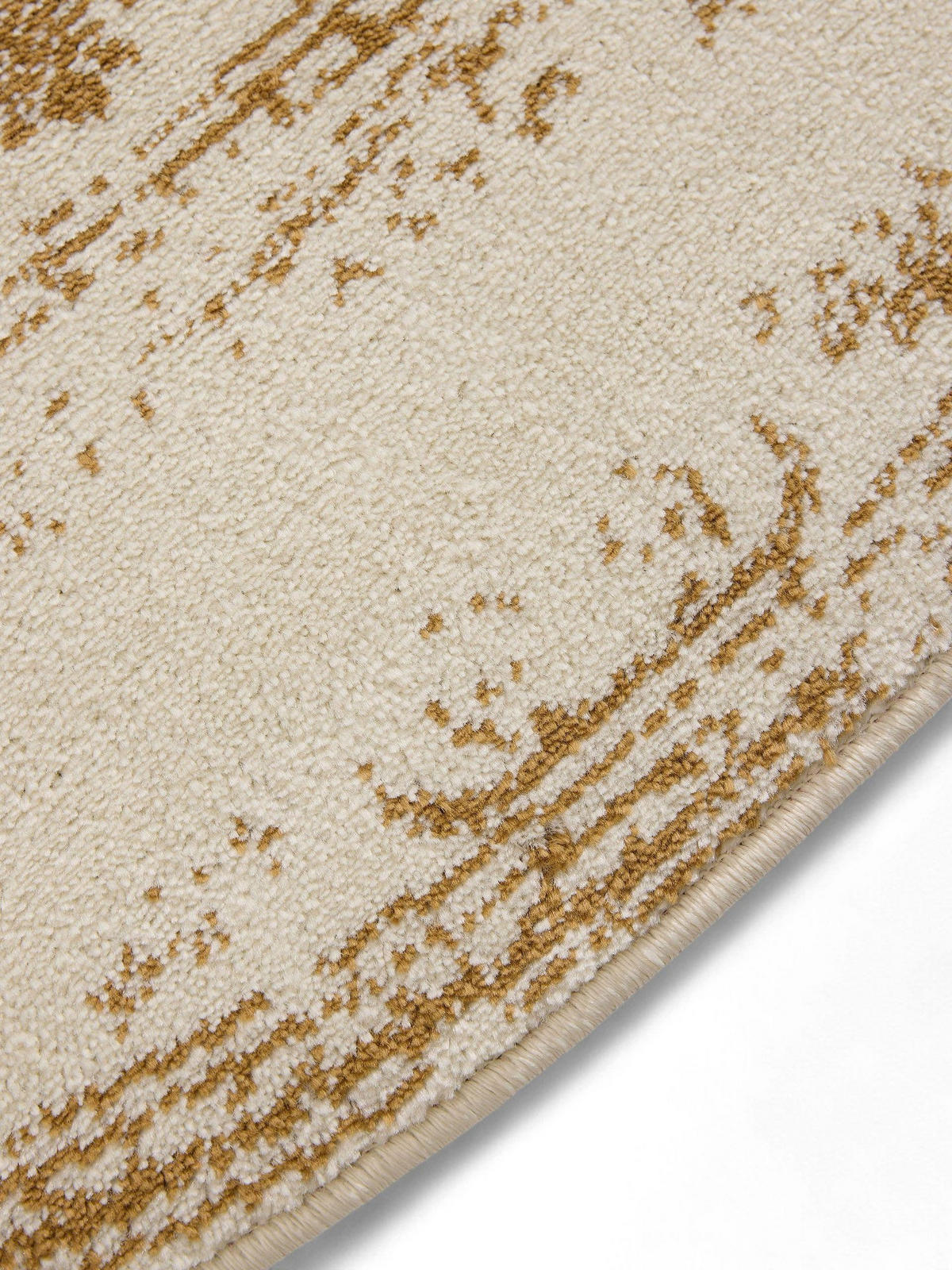 VINTAGE-TEPPICH Suki ø 120 cm rund - Gelb/Creme, Kunststoff (120/120cm) - benuta