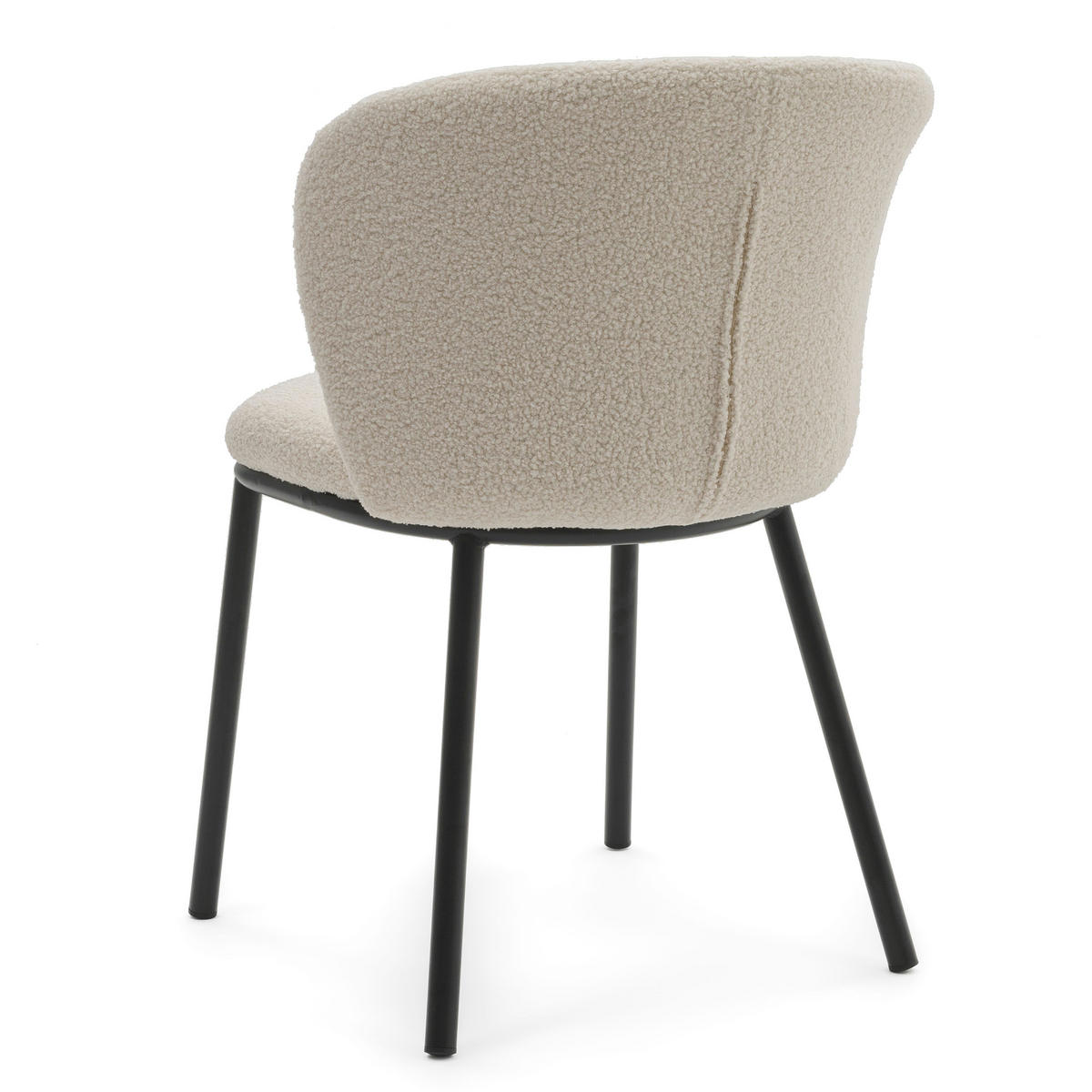 STUHL BARI gepolsterter mit Steppung - ecru - Boucle - Ecru/Schwarz, Textil/Metall (54/81/57cm) - NEW HOME