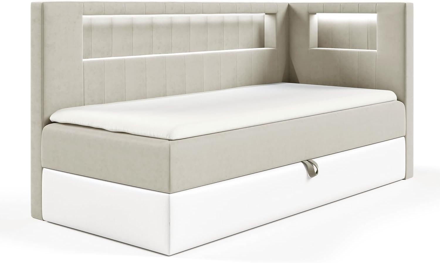 Meblini Kinderbett Beige, Weiß 103x212 cm