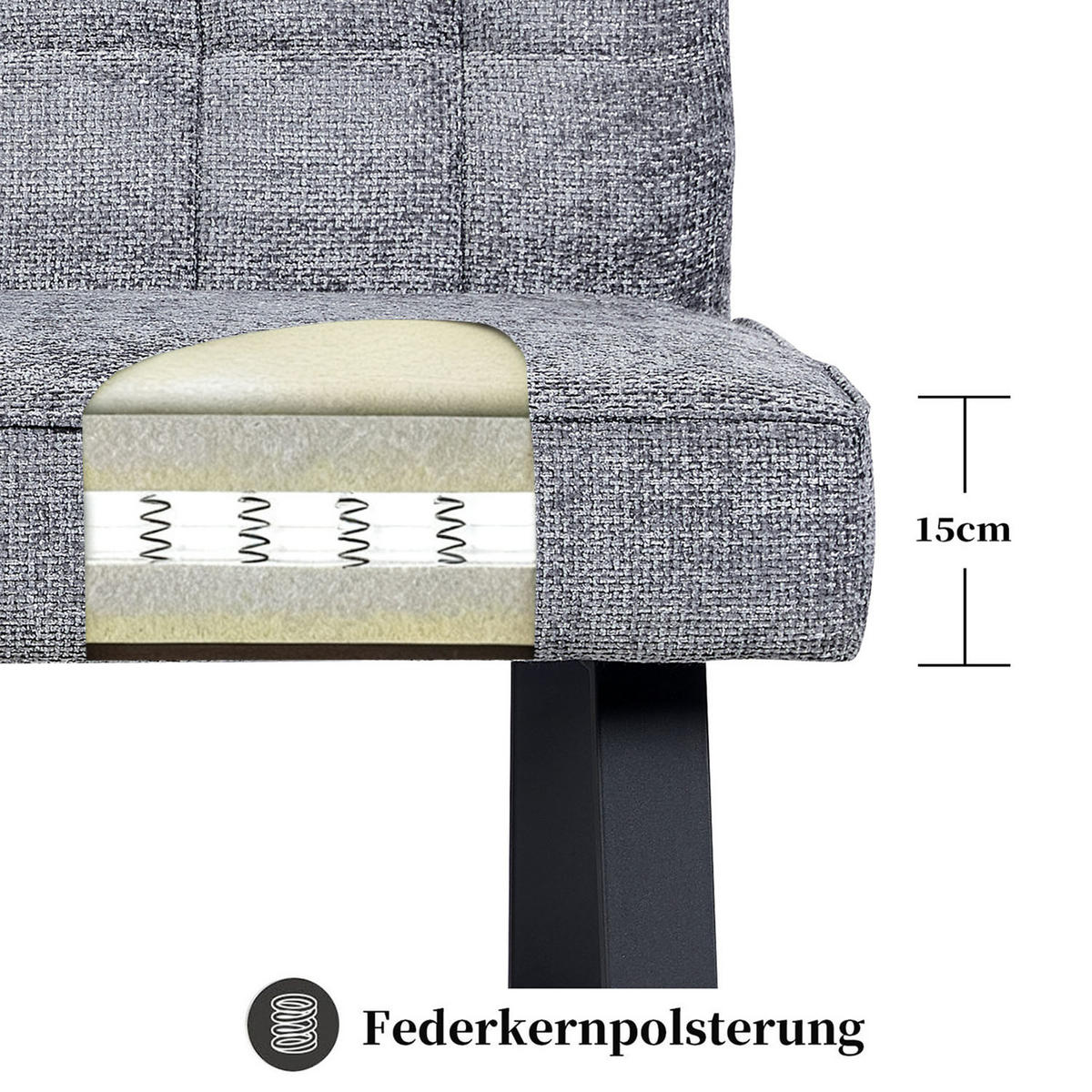 SITZBANK CLARA - Grau, Metall (140/91/66cm) - DUBI Möbel