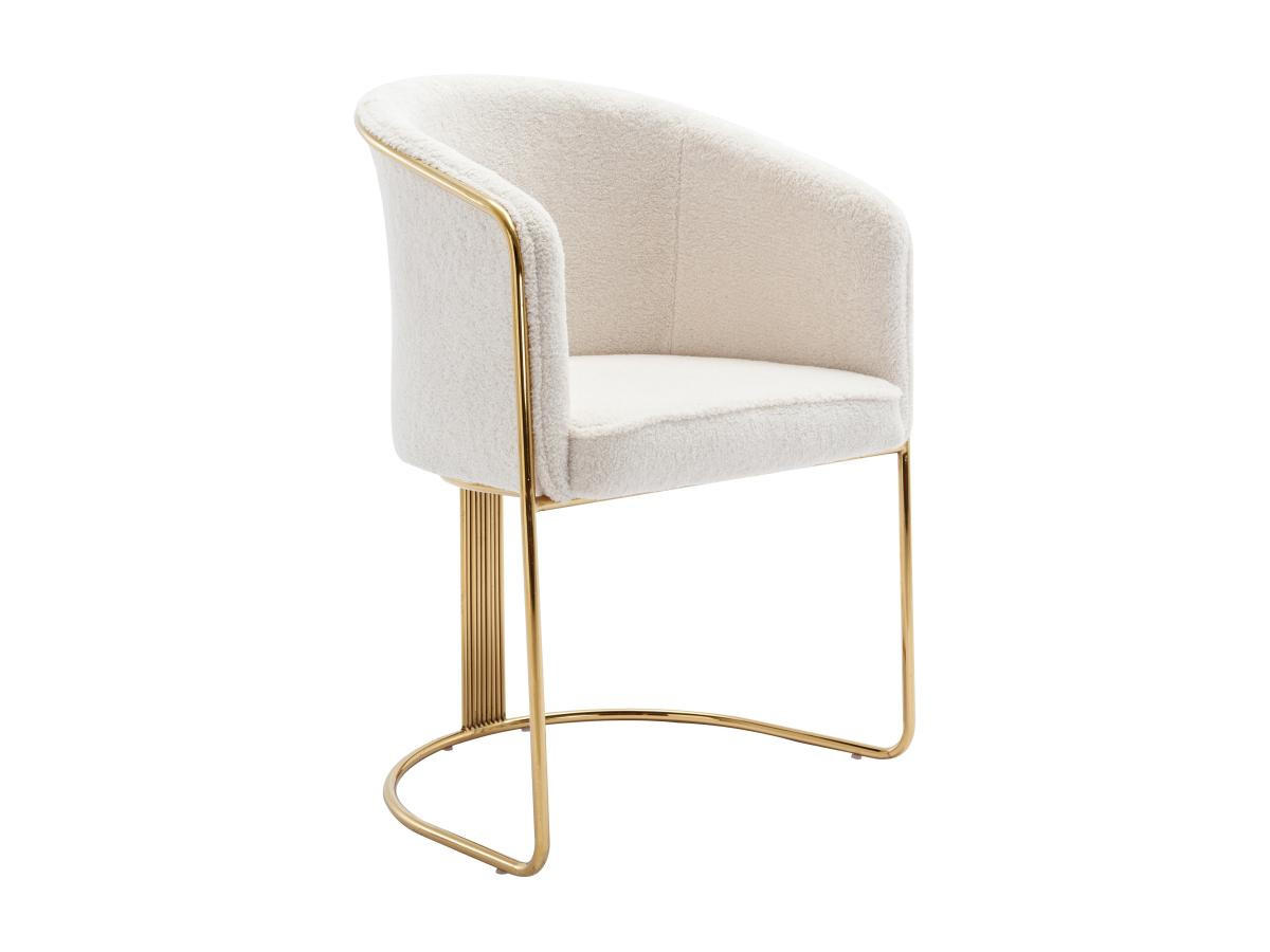 STUHL mit Armlehnen - Bouclé-Stoff & Metall - Weiß & Goldfarben - JOSETHE - Weiß, Textil (52.5/82.5/59.5cm) - Pascal Morabito