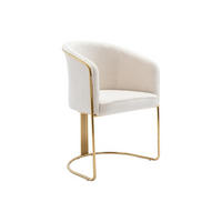 STUHL mit Armlehnen - Bouclé-Stoff & Metall - Weiß & Goldfarben - JOSETHE - Weiß, Textil (52.5/82.5/59.5cm) - Pascal Morabito