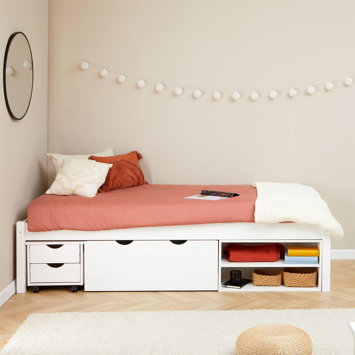 SCHUBLADENBETT SABRINA 90X200 CM - Weiß, Holz (90/200cm) - IDIMEX