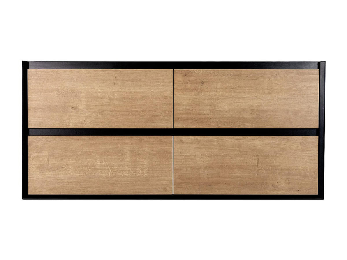 WASCHBECKENUNTERSCHRANK hängend - helles Naturfarben und schwarz - 120 cm - LANNICK - Schwarz, Holz (120/55/45.6cm) - Vente-Unique