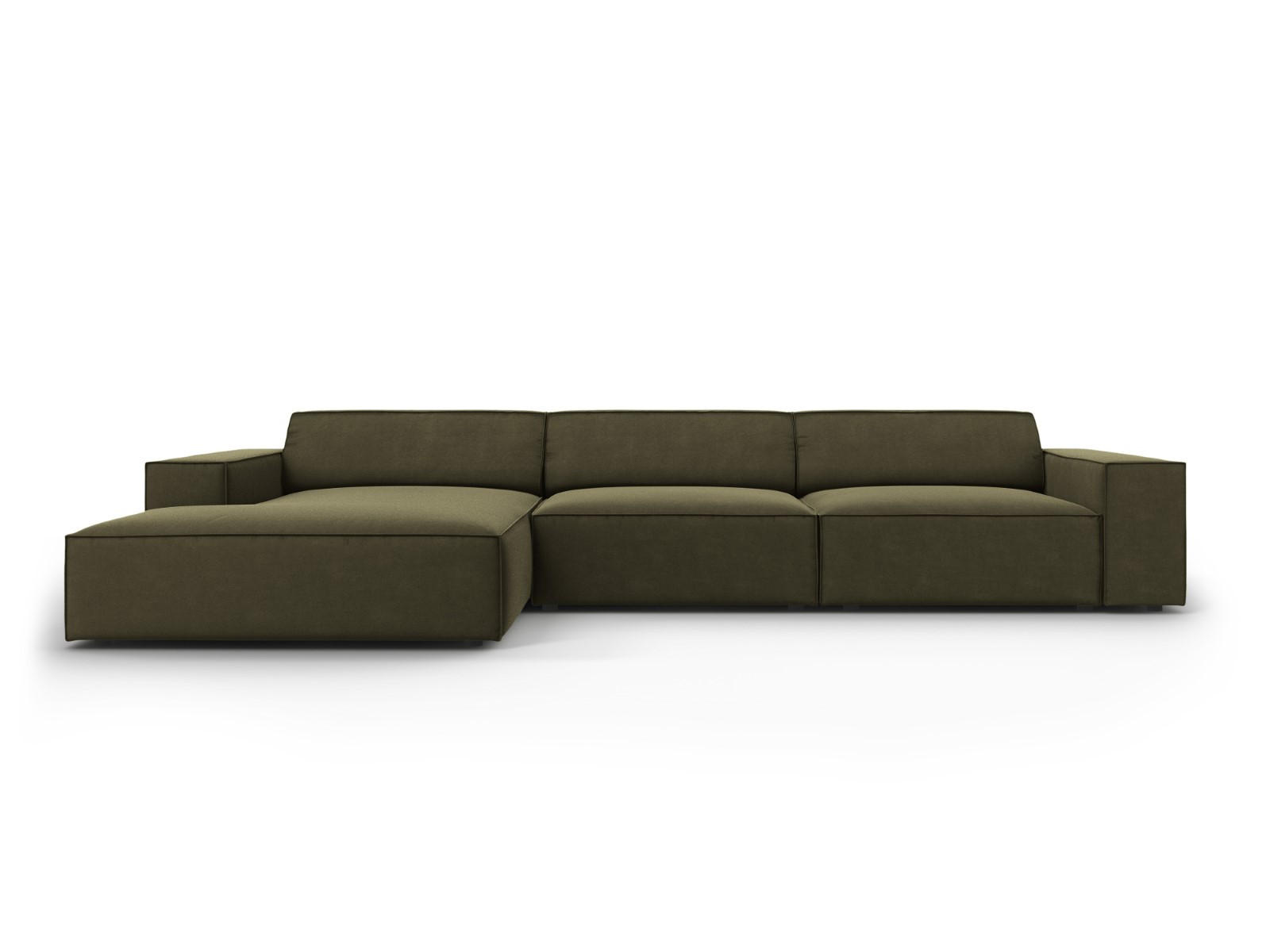 ECKSOFA links Jodie aus Samt grün 4 Sitzplätze - Grün, Textil (166/284cm) - Micadoni