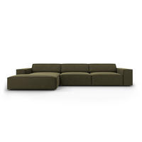 ECKSOFA links Jodie aus Samt grün 4 Sitzplätze - Grün, Textil (166/284cm) - Micadoni