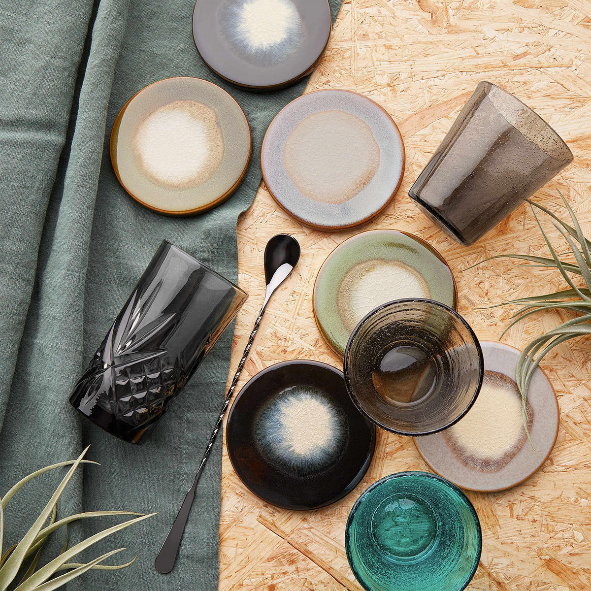 UNTERSETZER (4er Set) Cosmos - Schwarz, Naturmaterialien (11/11cm) - Butlers