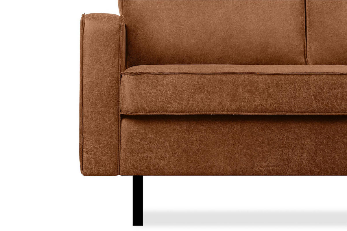 ECKSOFA-RECHTS INVIA mit Armlehnen vintage, Lederoptik-Stoff, rot - Rot/Schwarz, Textil (234/160cm) - KONSIMO®