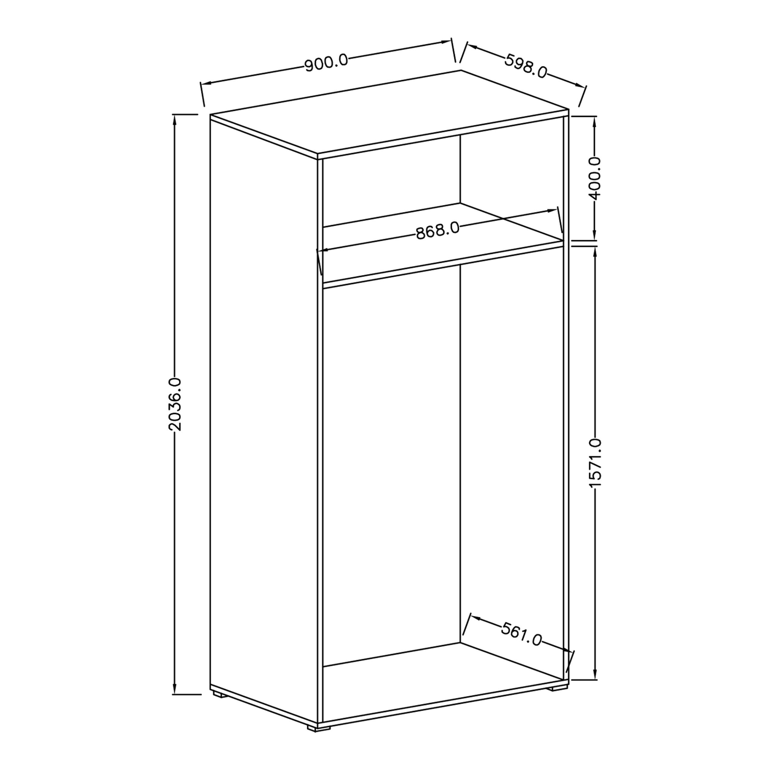 Thumbnail - Masseno Drehtürenschrank, Eiche, Holzwerkstoff, 1 Fächer, Rechteckig, 90x204x60 cm, Schlafzimmer, Kleiderschränke, Dreht...