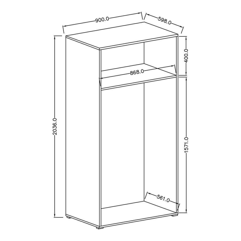 Thumbnail - Masseno Drehtürenschrank, Weiß, Holzwerkstoff, 1 Fächer, Rechteckig, 90x204x60 cm, Schlafzimmer, Kleiderschränke, Drehtü...