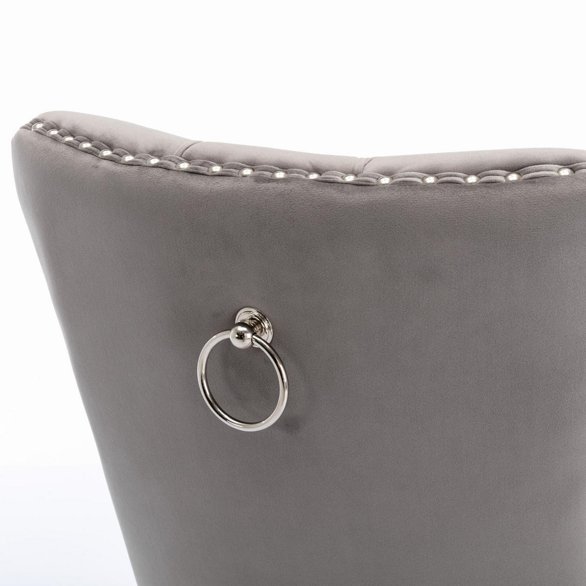 STUHL 2er-Set mit hoher Rückenlehne Samt Grey - Grau, Metall (50/95/65cm) - Meubliv