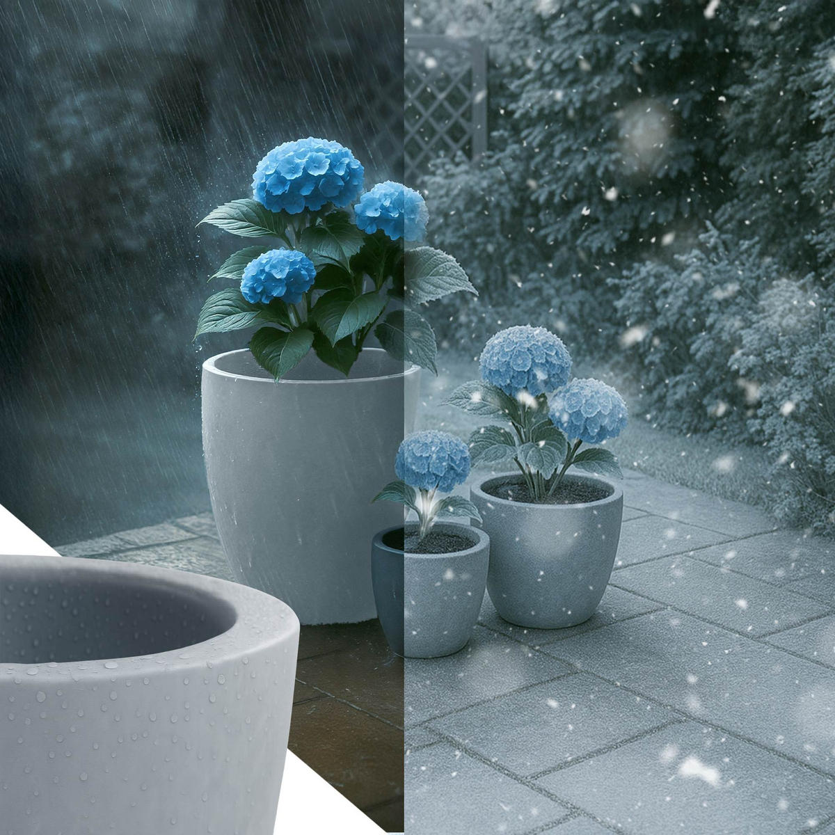 PFLANZKÜBEL 3er Set Grau - Grau, Kunststoff (45/43cm) - CLP