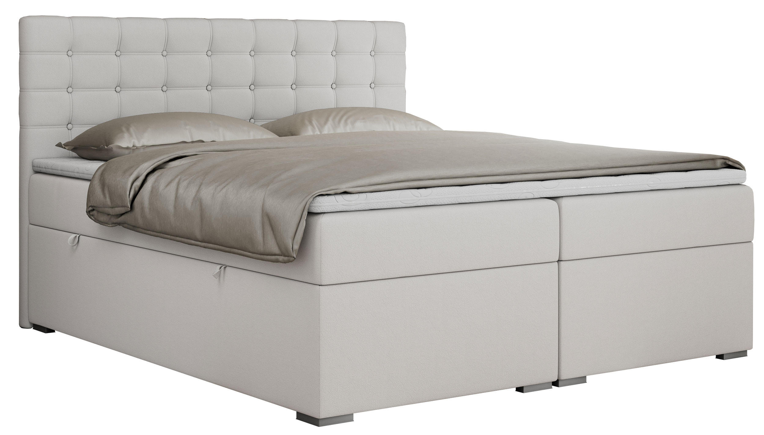 BOXBETT SUSAN 180/200 Weiß Kunstleder - H3 - Weiß, Holz/Textil (180/200cm) - MKS