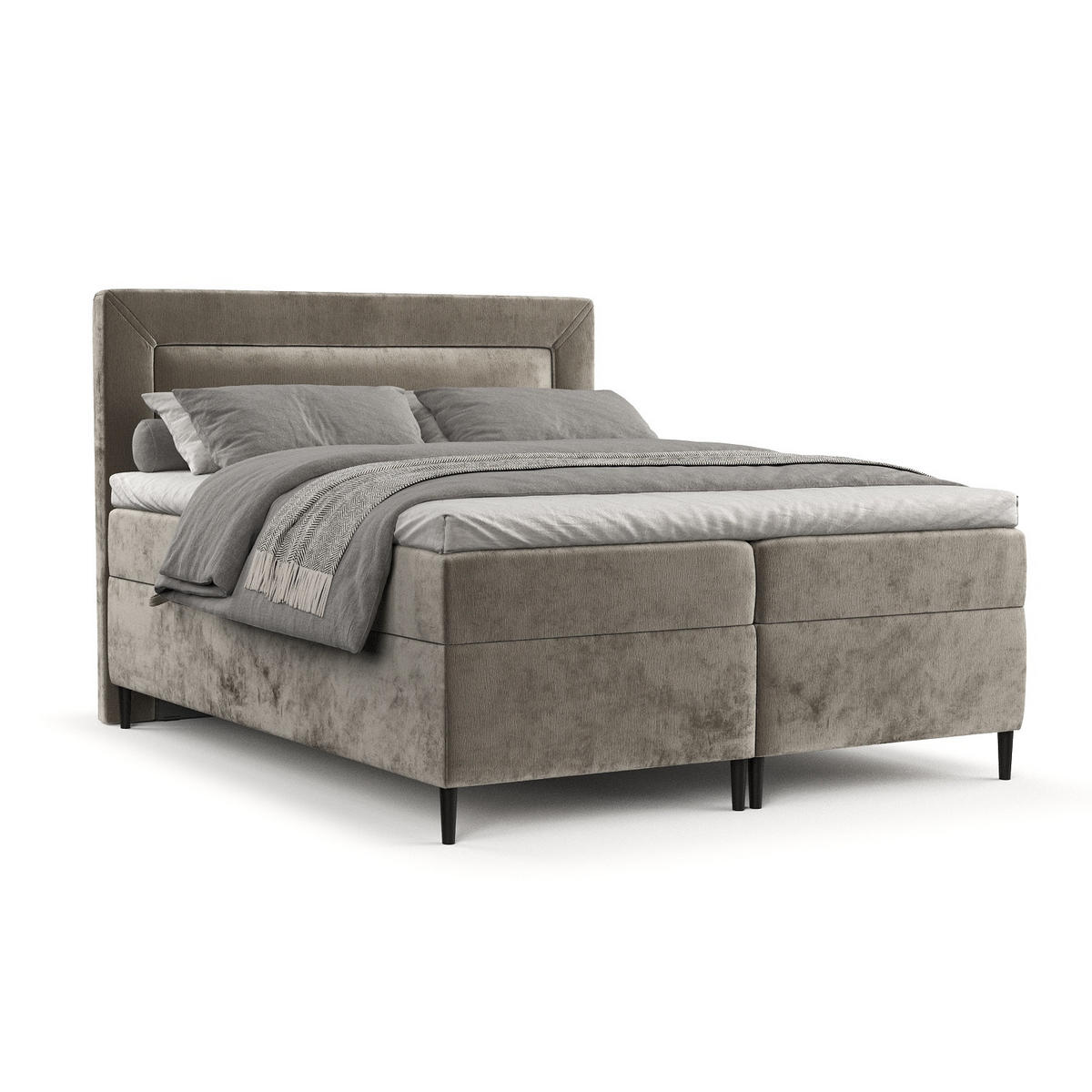 BOXBETT Noble Beige 160/200 cm - Beige/Schwarz, Holz/Holzwerkstoff (160/200cm) - Maison de Reve