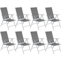 GARTENSTUHL 8er Set Marcellino, 54,5 x 65 x 107,5 cm, silber - Silberfarben, Metall (54.5/107.5/65cm) - tectake