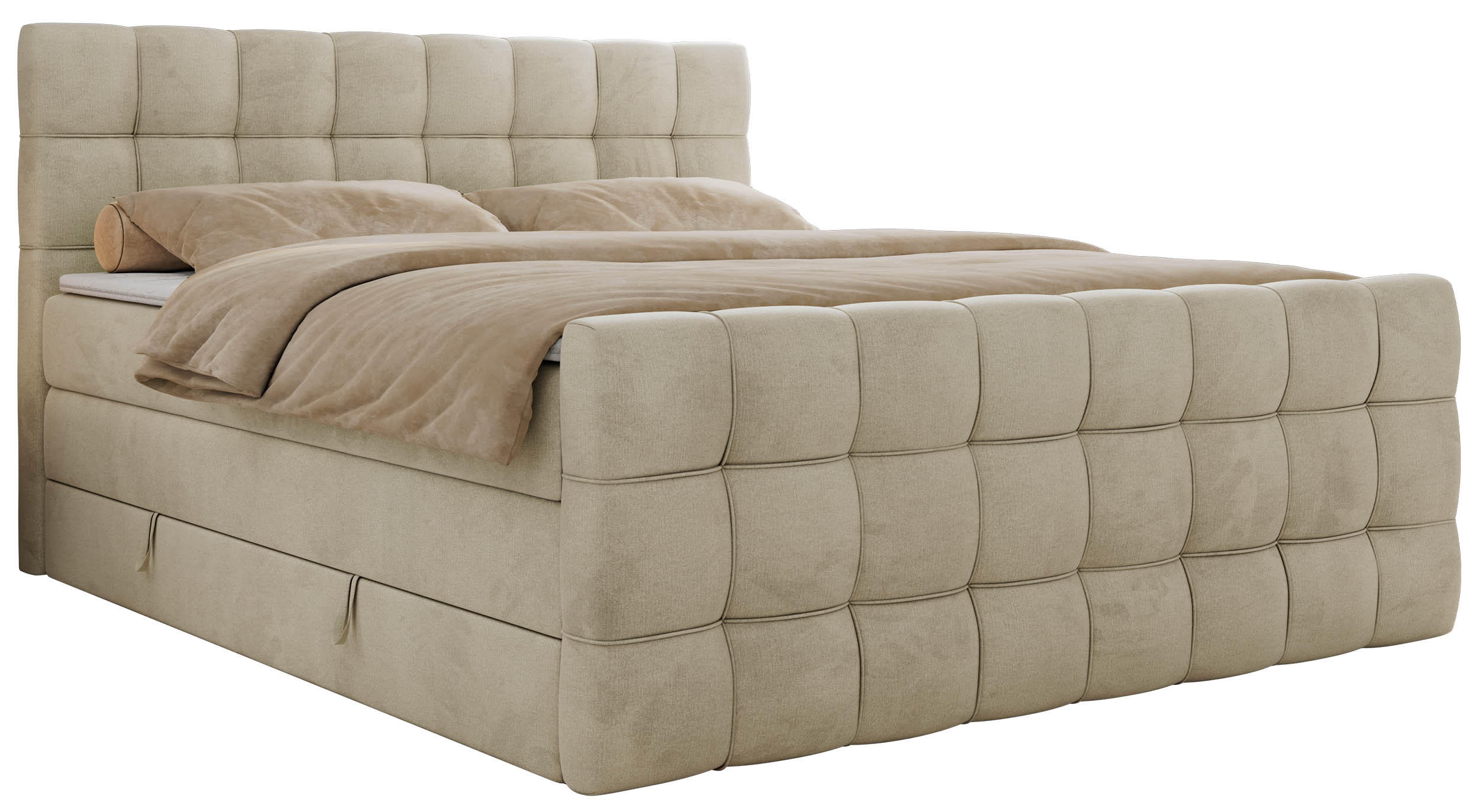MKS POSTEL BOXSPRING ALTIVO KING DUO 120/200 - Béžová Samet - Topper Visco - H3