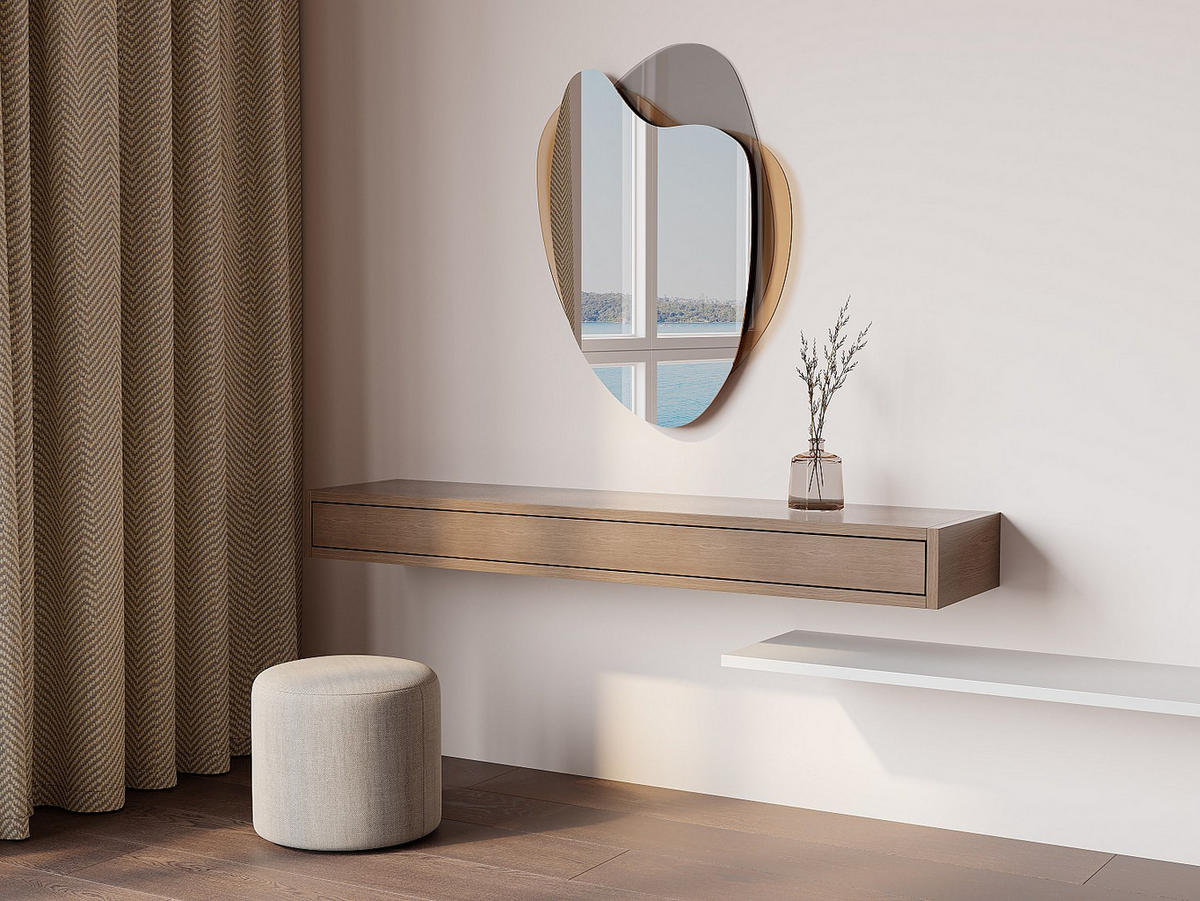 WANDSPIEGEL - 55 cm x 3 cm - Glas - Grau, Braun LISHIA - Grau, Glas (55/71/3cm) - Vente-Unique