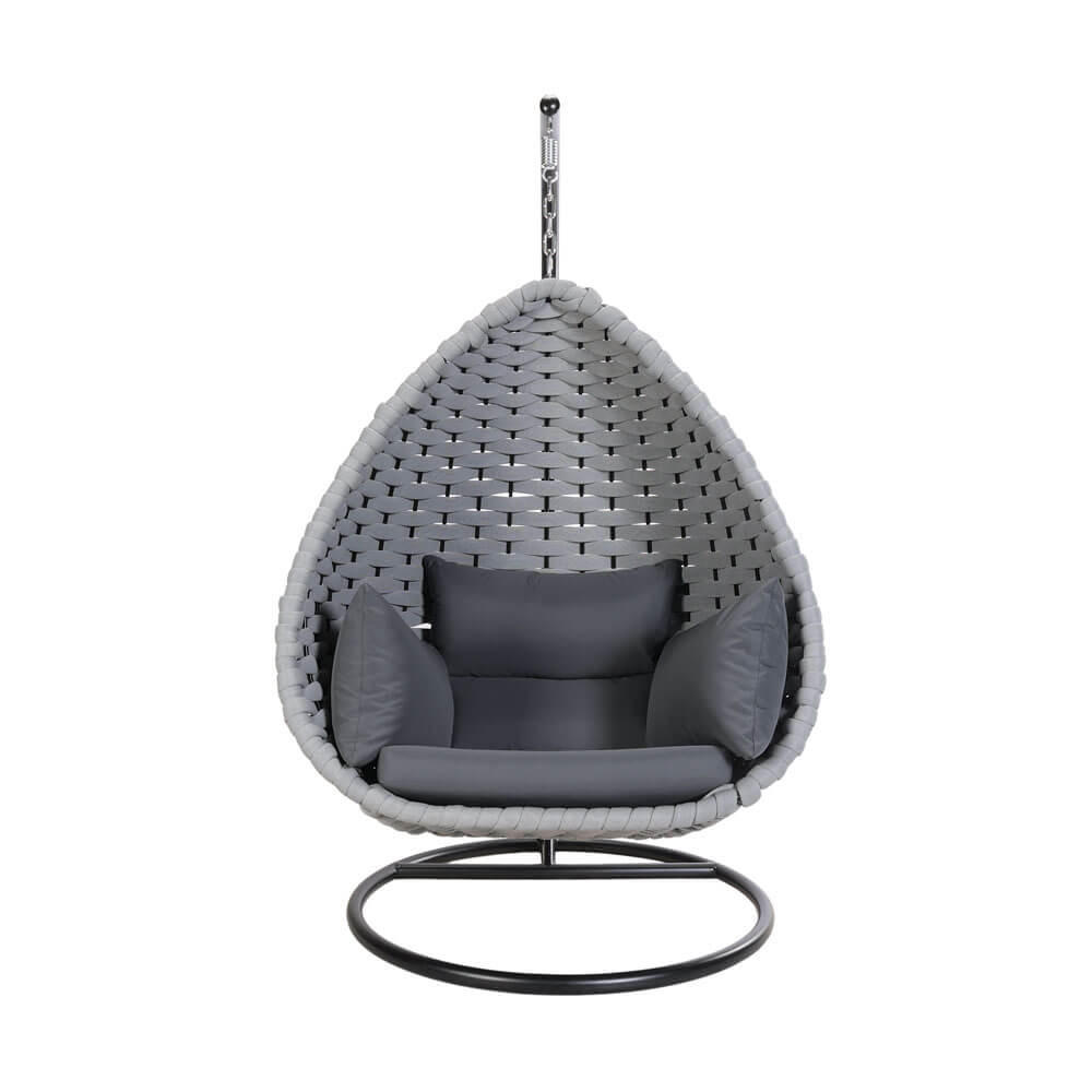 HÄNGESESSEL aus Seilgeflecht CADEIRA Hellgrau - 1-Sitzer - Hellgrau, Kunststoff/Metall (114/123/72cm) - Home Deluxe