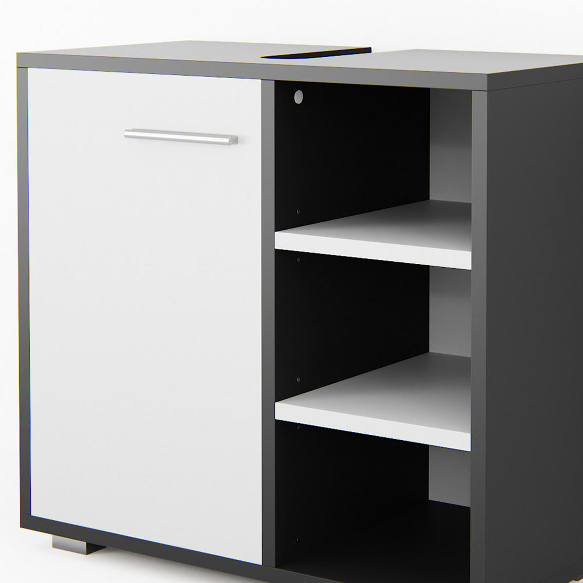 WASCHBECKENUNTERSCHRANK Perry Anthrazit 60 x 55.6 cm - Anthrazit/Weiß, Holzwerkstoff (60/55.6/31.1cm) - Vicco