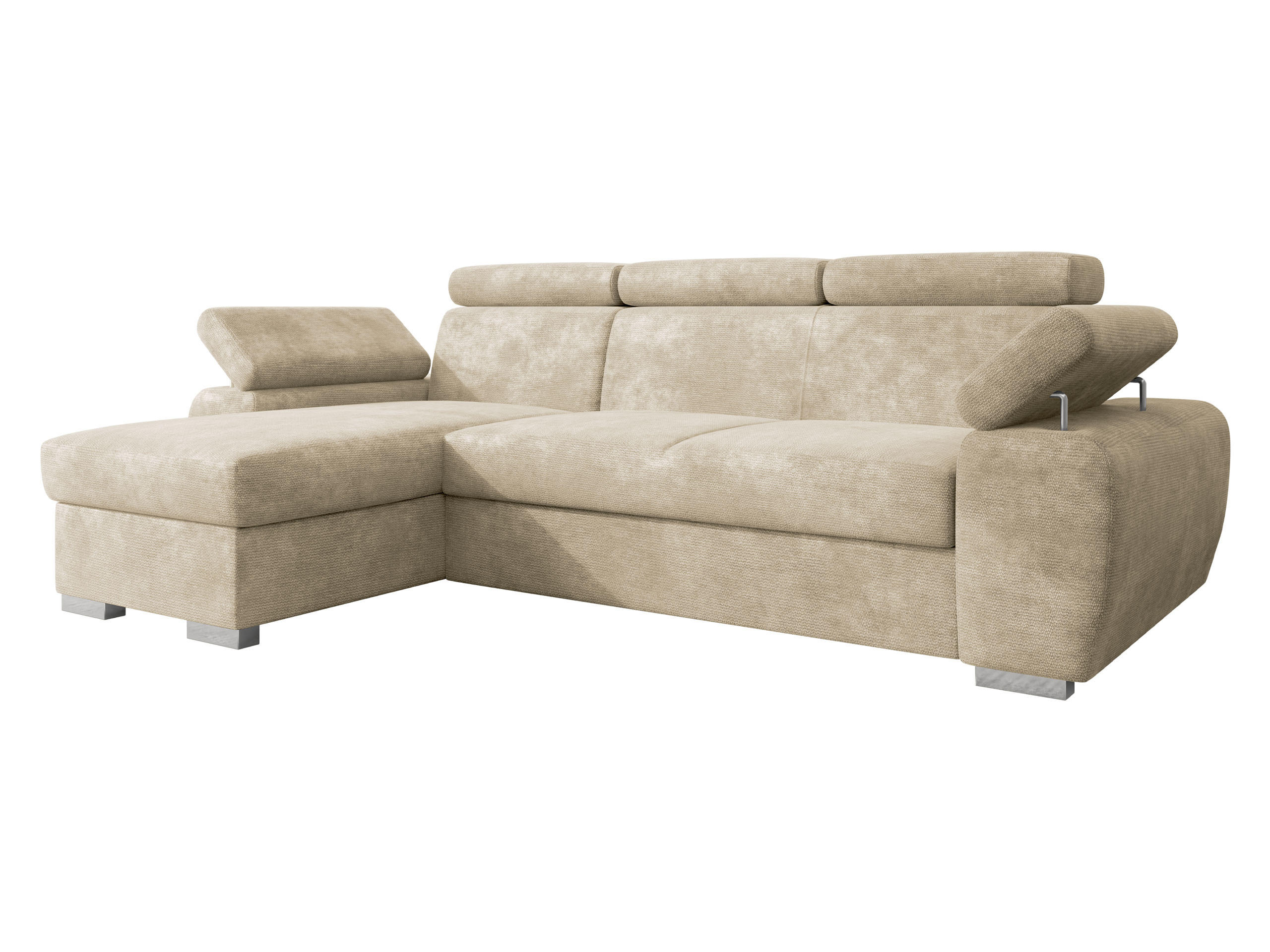 ECKSOFA Plaza L - Beige/Silberfarben, Holz/Kunststoff (255/170cm) - MIRJAN24
