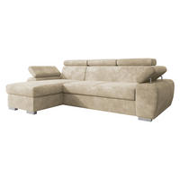ECKSOFA Plaza L - Beige/Silberfarben, Holz/Kunststoff (255/170cm) - MIRJAN24
