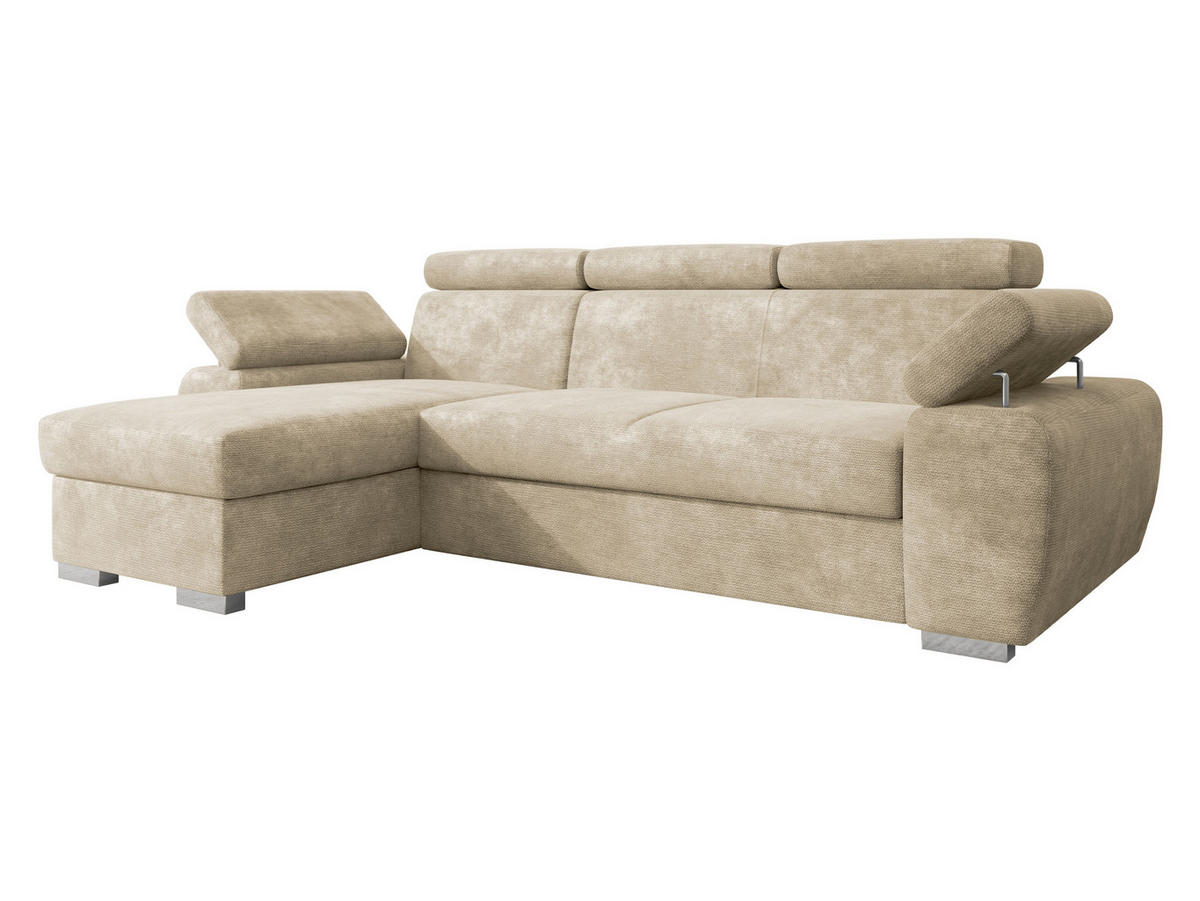 ECKSOFA Plaza L - Beige/Silberfarben, Holz/Kunststoff (255/170cm) - MIRJAN24