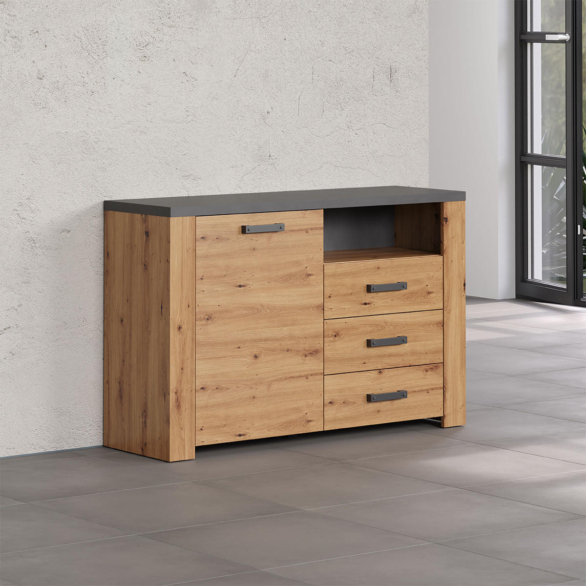 SIDEBOARD Follow Eiche Dekor - Eichefarben, Holzwerkstoff (127/127/83cm) - Trendteam