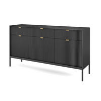 SIDEBOARD mit Schubladen Galla, Sideboard 150 cm, Schwarz - Schwarz, Holz/Metall (154/83/39cm) - Emporius