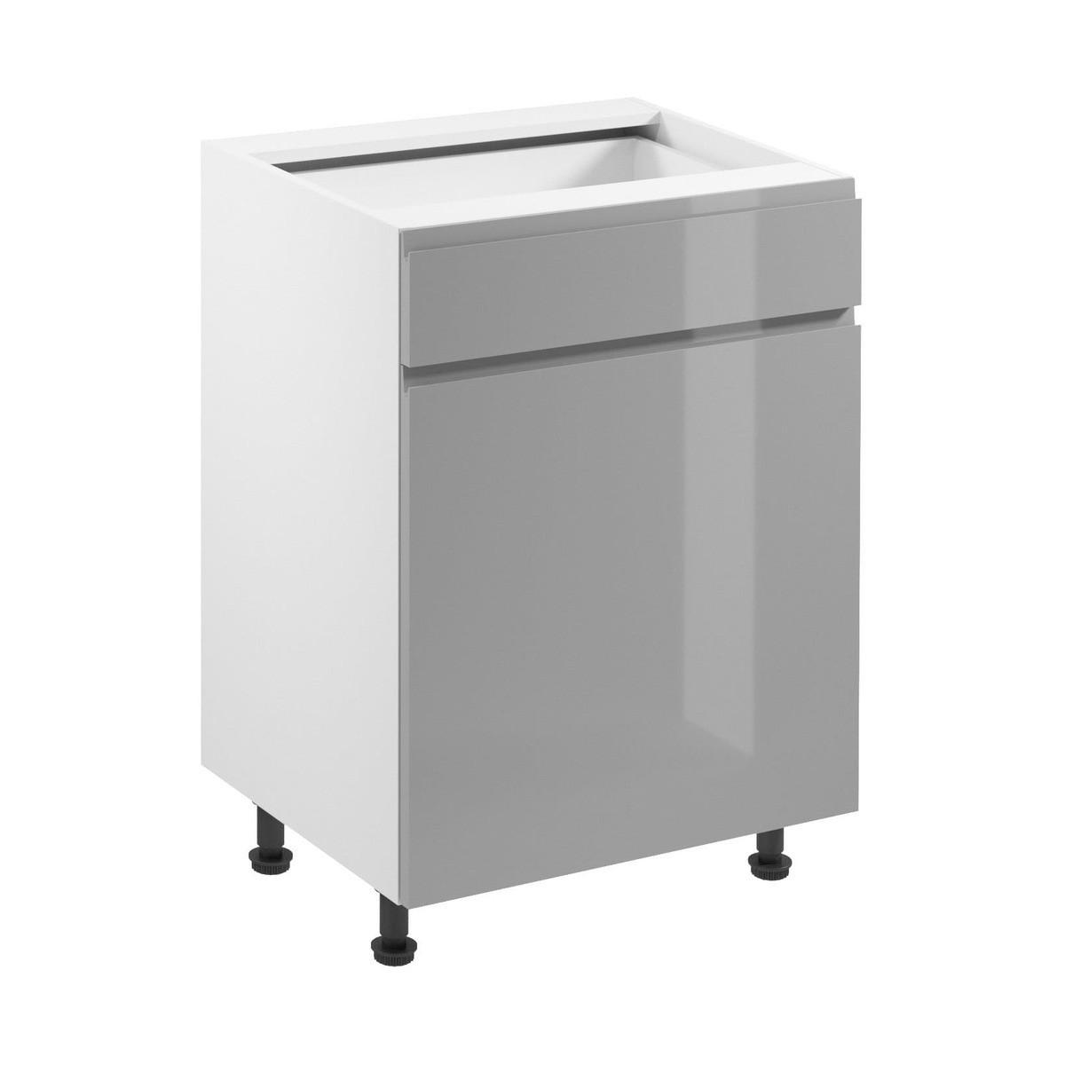 UNTERSCHRANK – 60 cm – D60S1-P – Velmora – Grau – Türanschlag rechts - Grau, Holzwerkstoff (60/82/47cm) - ROYAL24_MARKT