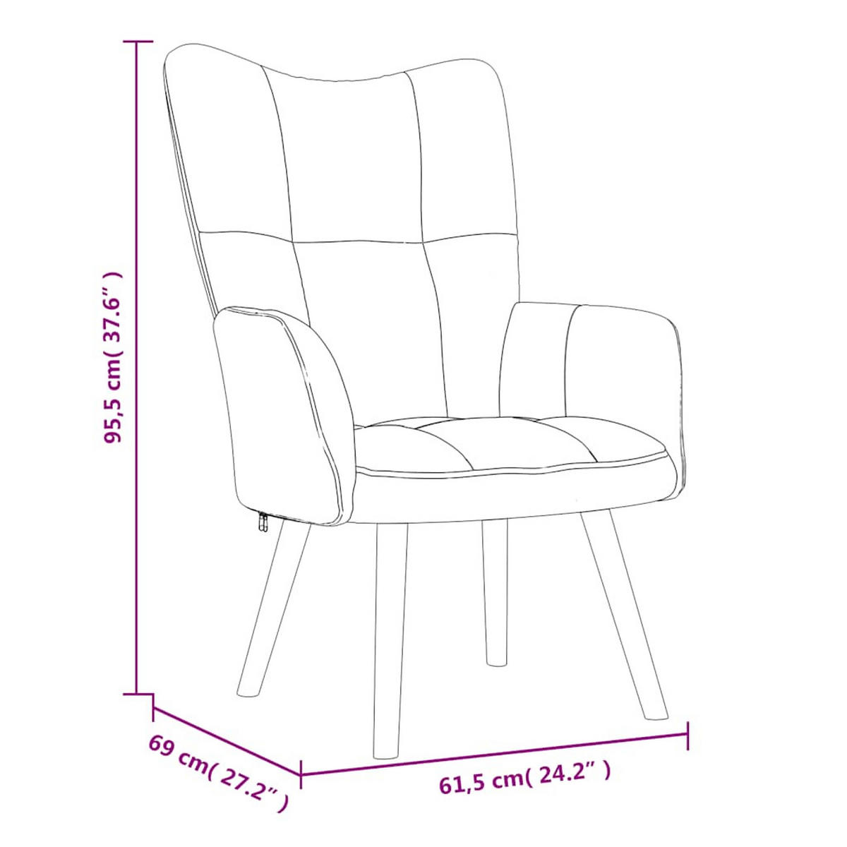 SESSEL mit Holzbeine 61,5/69/95,5 cm aus Samt Hellgrün - Hellgrün, Textil (61.5/95.5/69cm) - vidaXL