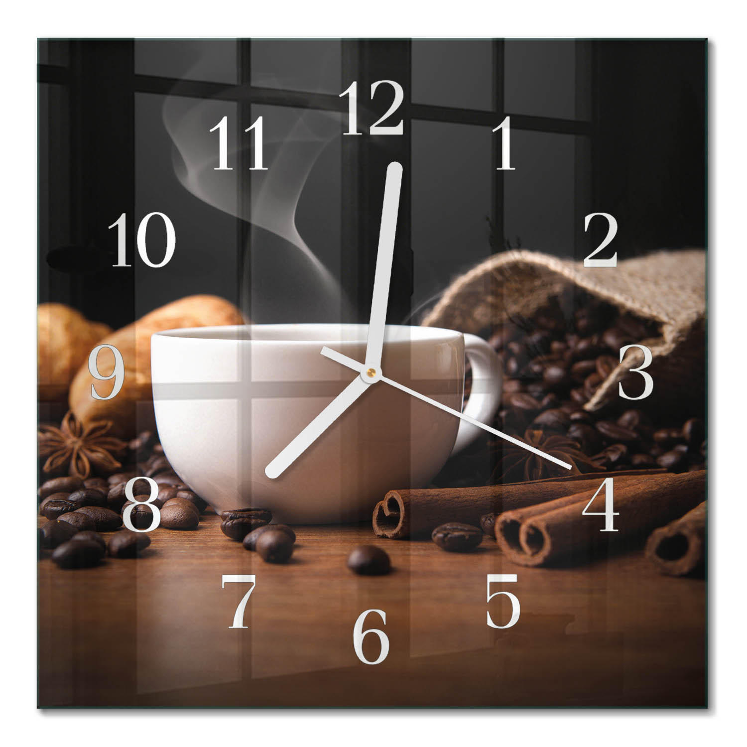 WANDUHR 30x30 cm - Kaffee - Braun, Glas (30/30/0.4cm) - TULUP