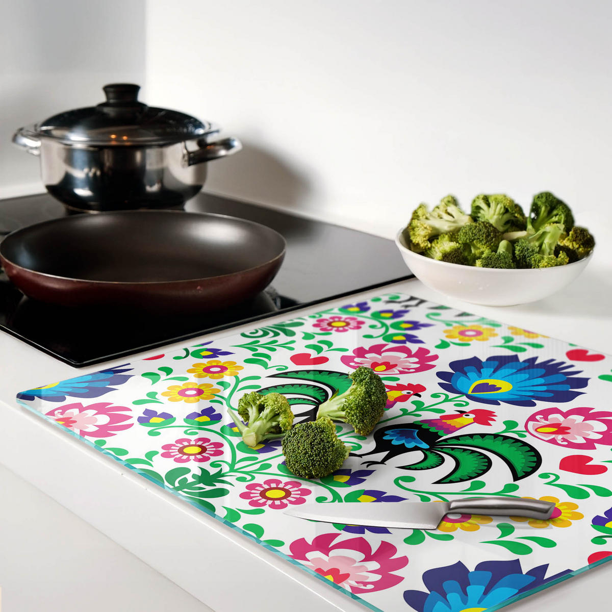 GLASPLATTE 60x52 cm Ethnisches Muster - Multicolor, Glas (60/0.4/52cm) - TULUP
