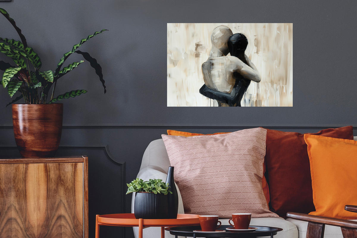 WANDTATTOO Abstrakt - Liebe - Schwarz und weiß - Modern 60x40 cm - Schwarz, Kunststoff (60/40/0.1cm) - MuchoWow