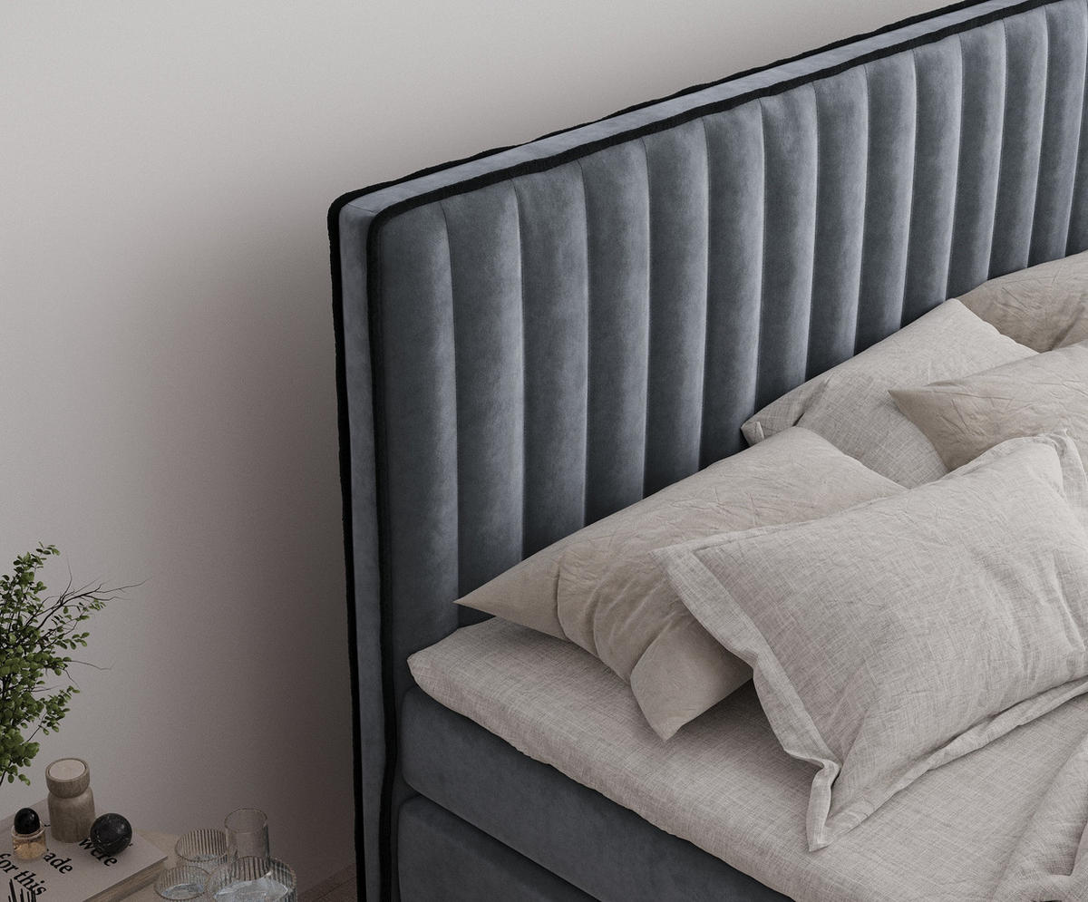 BOXSPRINGBETT Nocturne Grau 140/200 cm - Schwarz/Grau, Holz/Holzwerkstoff (140/200cm) - Maison de Reve