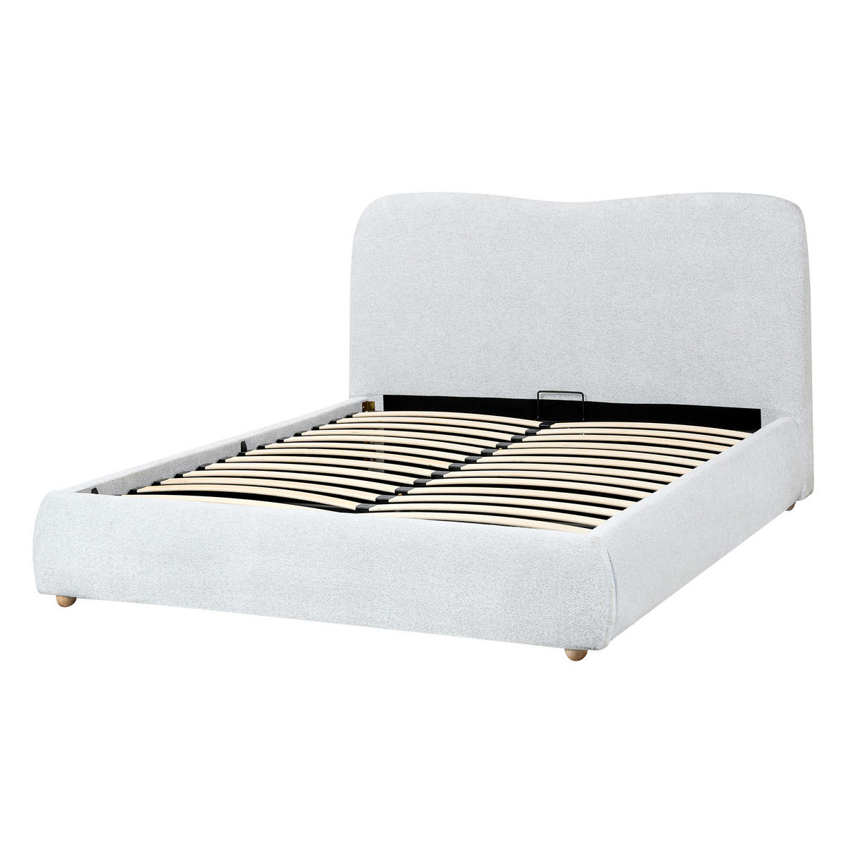 PAT cu spațiu de depozitare 140/200 cm gri deschis Blagnac - maro/gri deschis, material textil (140/200cm) - Beliani