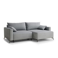 ECKSOFA MIT SCHLAFFUNKTION Leon Hellgrau Samtstoff - Hellgrau/Schwarz, Holz/Holzwerkstoff (239/148cm) - Maison de Reve