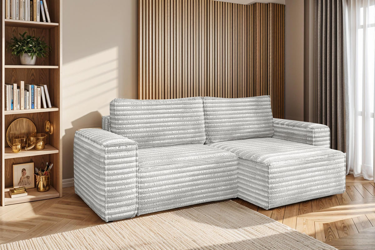 ECKSCHLAFSOFA Bohoo-Ecksofa mit Schlaffunktion stoff Velo Hellgrau Rechts - Hellgrau, Holz/Textil (248/140cm) - Kaiser Möbel