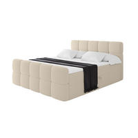 BOXBETT mit Matratze H4 - FAMA-Z - 200x200 cm Dunkelbeige Quelle - Creme, Holzwerkstoff (200/200cm) - ALTDECOR