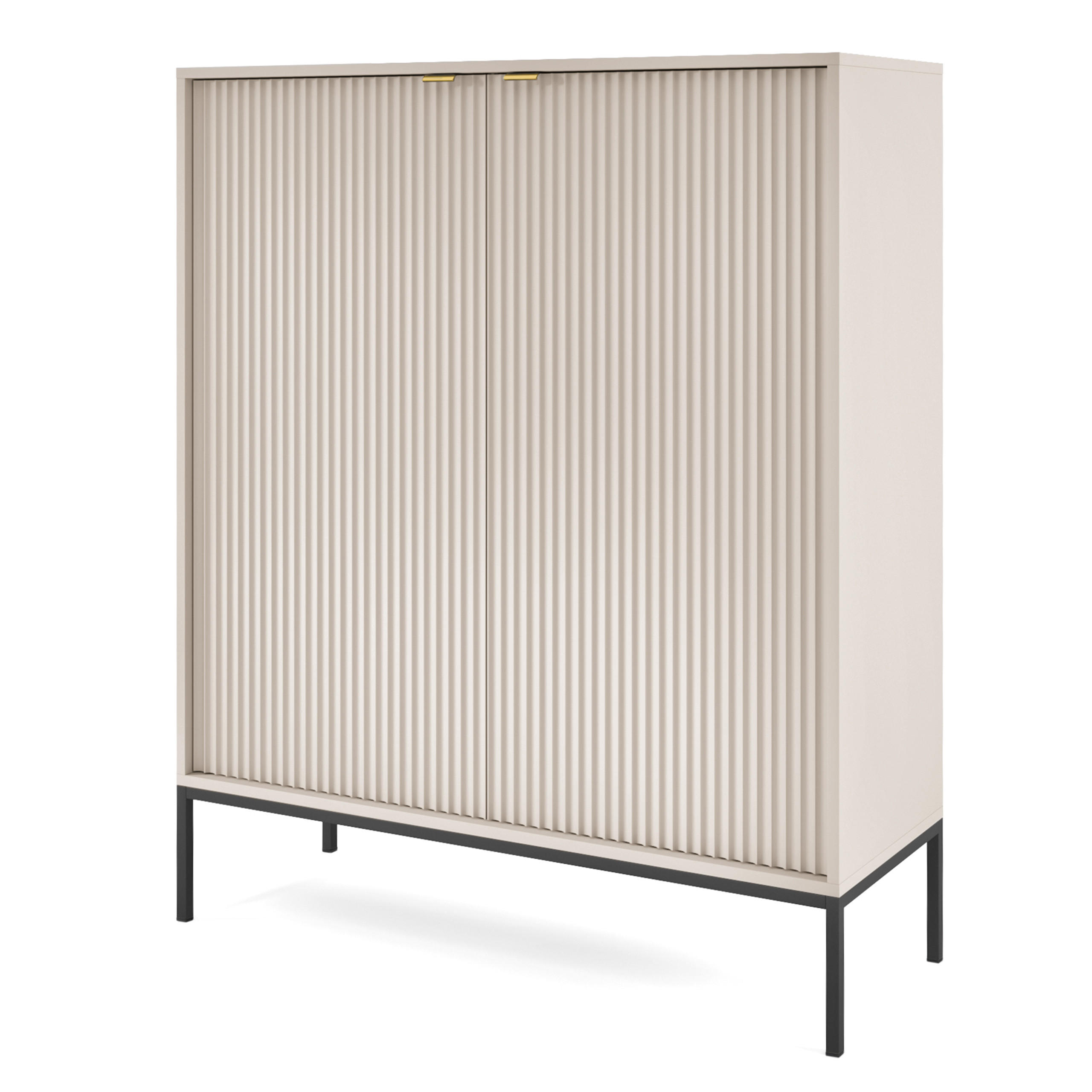 Masseno Highboard Kaschmir, Schwarz, Gold 104x125x39 cm