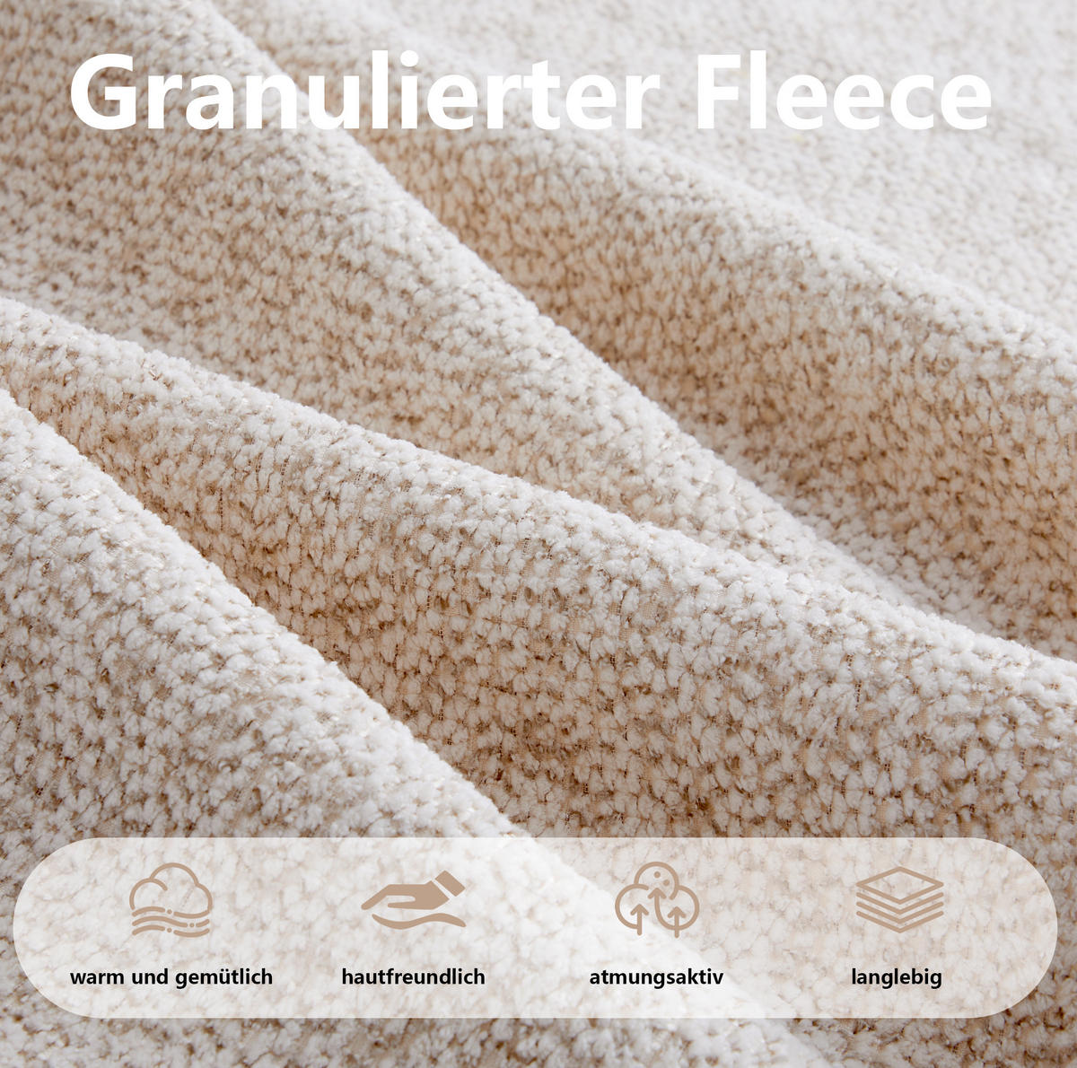 SOFA modular ohne Gestell Granular Fleece Beige White - Beige, Textil (288/79/104cm) - IVMEU