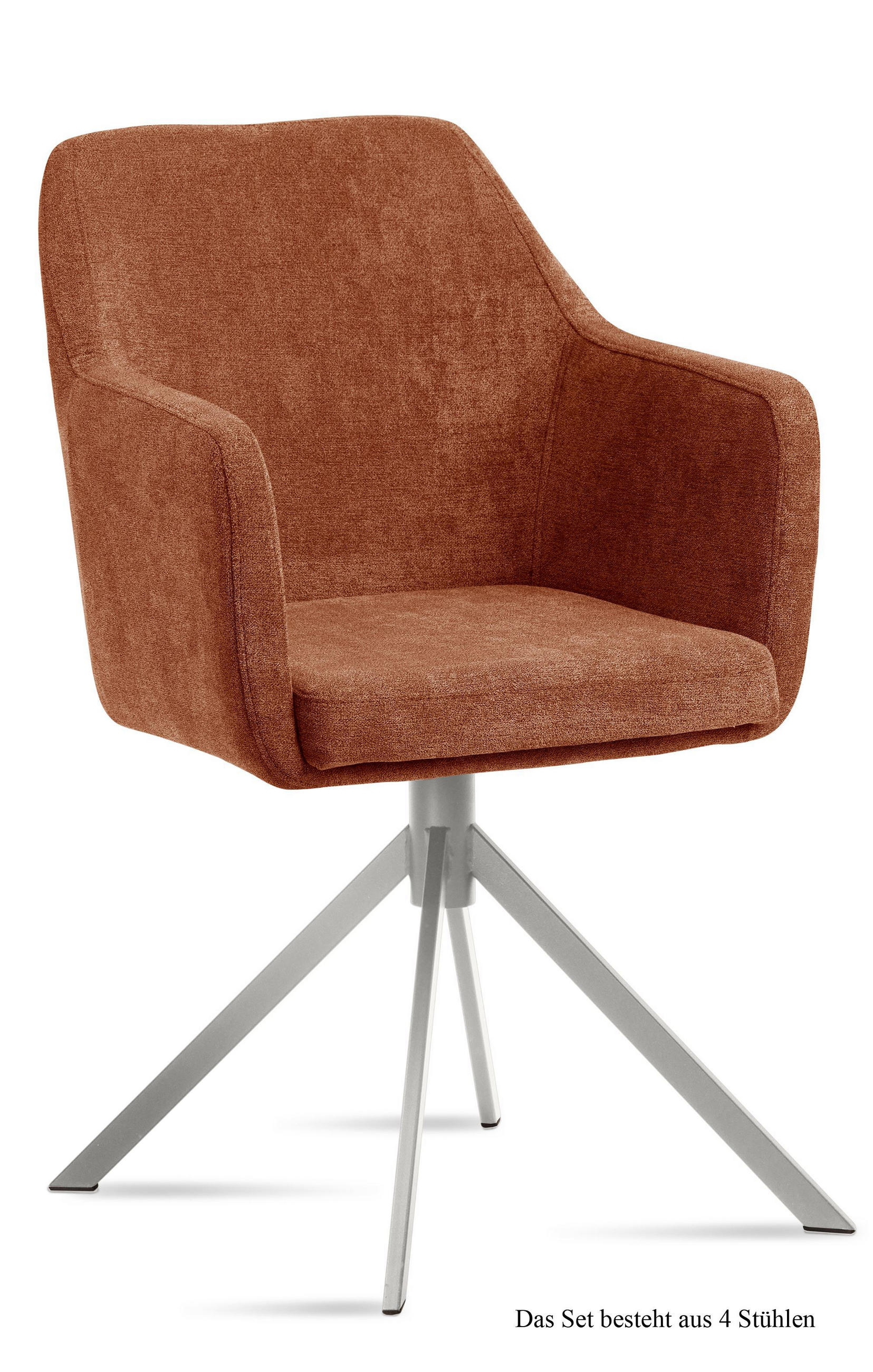 ARMLEHNSTUHL (4er-Set) Dorrie 57x87x60 Edelstahl/Cognac - Edelstahlfarben/Cognac, Kunststoff (60/87/57cm) - 58aufmkessel