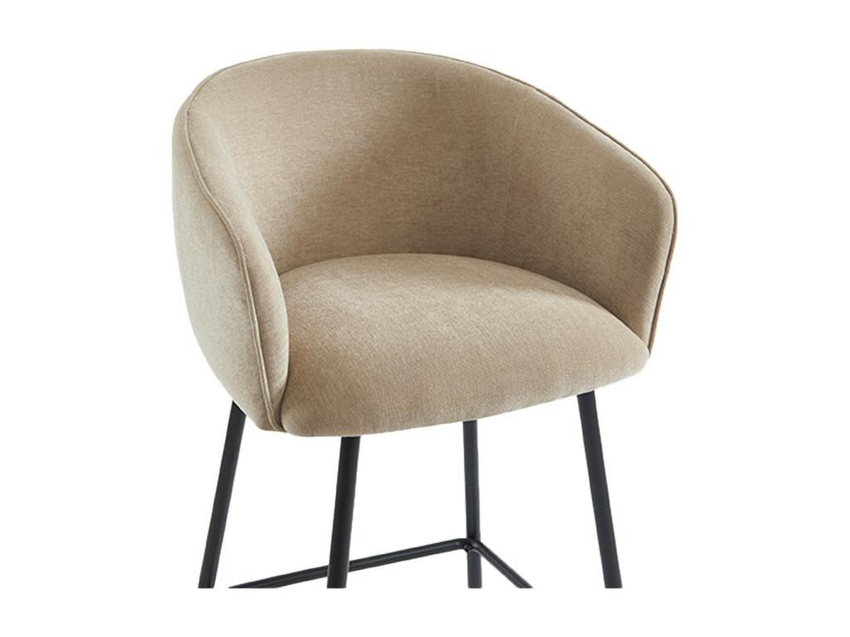 BARHOCKER 2er-Set - Stoff & schwarzes Metall - Beige - LAZONI - Beige, Textil (52/101/54cm) - Pascal Morabito