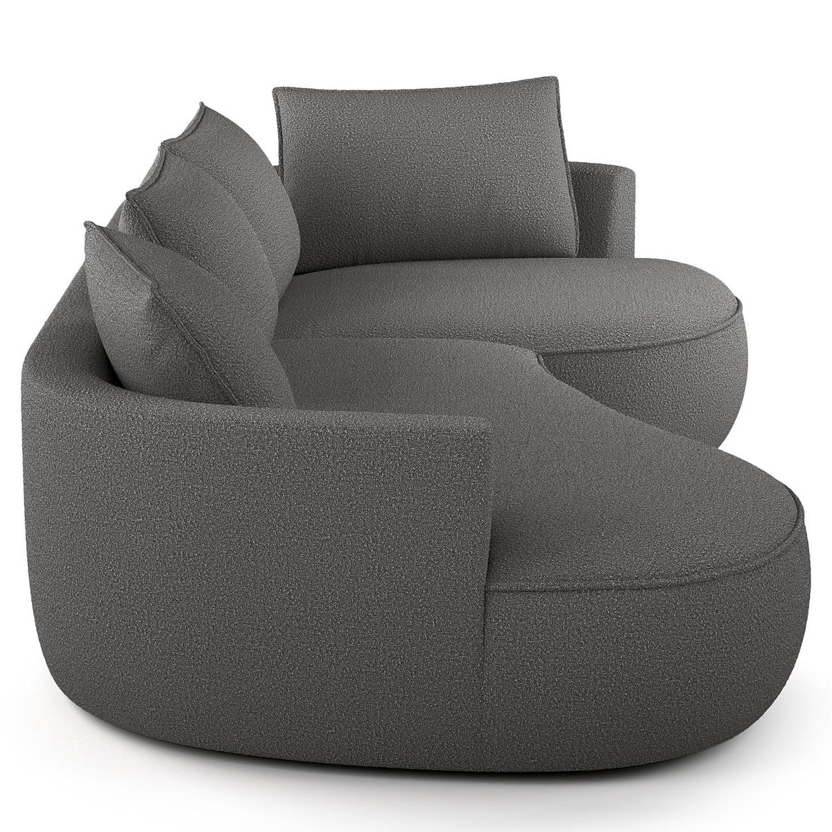 BIGSOFA - Schwarz/Grau, Kunststoff/Textil (322/82/154cm) - home24