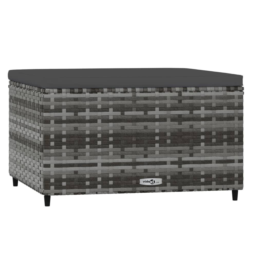 GARTENHOCKER Mit Kissen Grau Poly Rattan - Grau, Kunststoff (55/31/55cm) - vidaXL