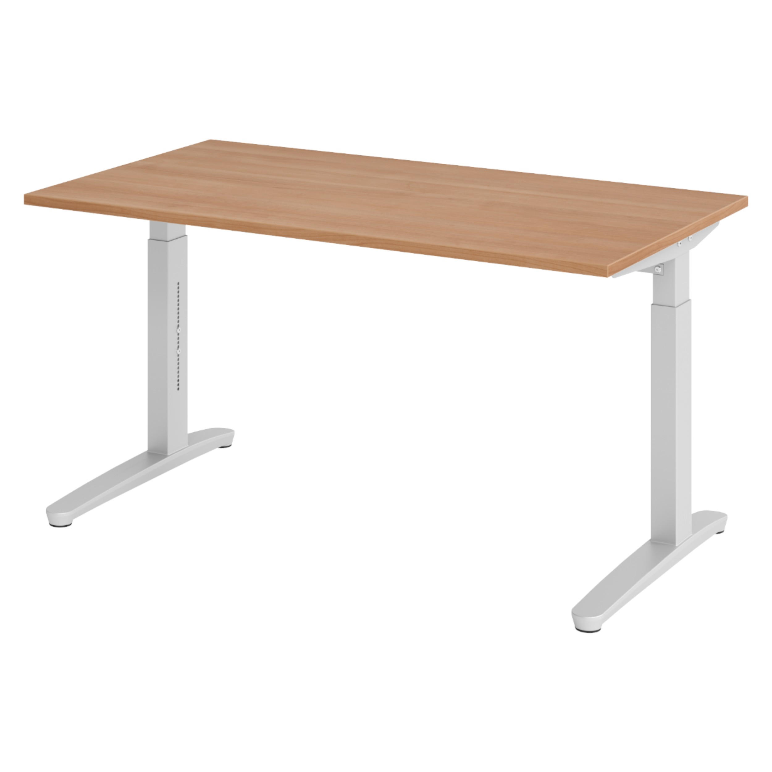 SCHREIBTISCH Serie-XB 80/140/74 cm in Nussbaumfarben/Silberfarben - Silberfarben/Nussbaumfarben, Holzwerkstoff (80/140/74cm) - bümö