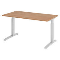 SCHREIBTISCH Serie-XB 80/140/74 cm in Nussbaumfarben/Silberfarben - Silberfarben/Nussbaumfarben, Holzwerkstoff (80/140/74cm) - bümö