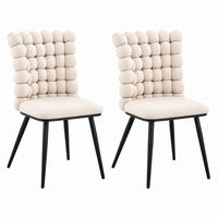 ESSZIMMERSTUHL 2er-Set Samt Off White mit Metallbeinen Schwarz - Weiß, Metall (48/88/54cm) - Meubliv
